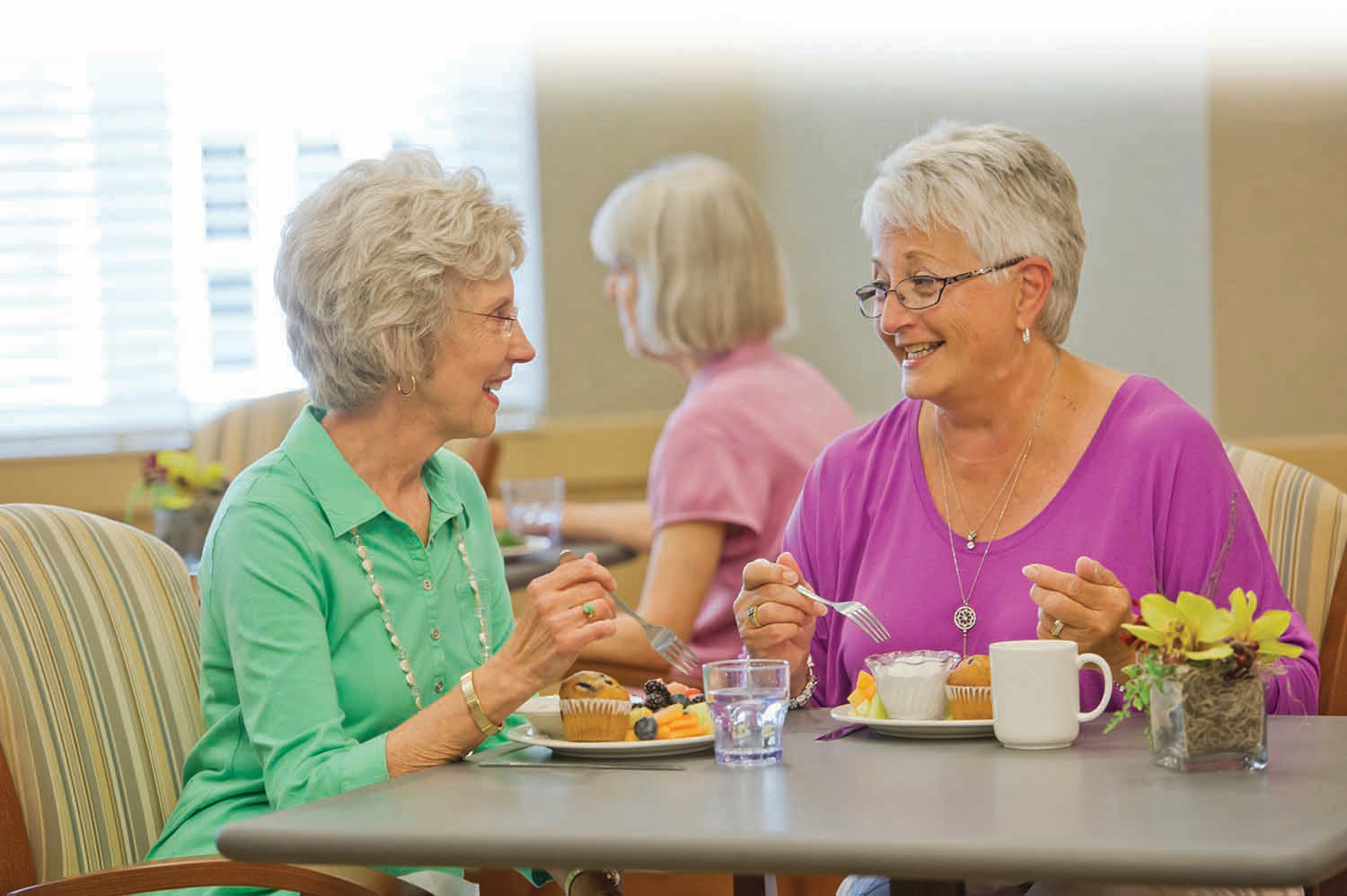 Senior women having coffee