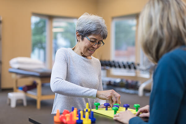Senior woman physical therapy.